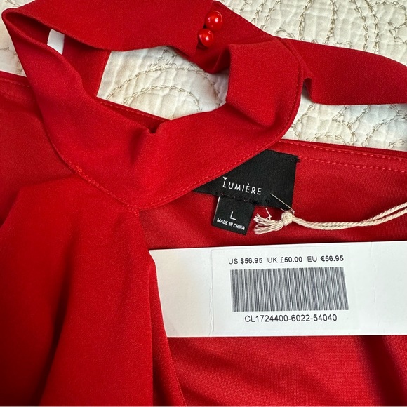 Lumiere red ruffle cutout bodycon midi dress - Picture 6 of 7